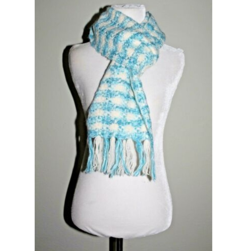 Banana Republic Blue & White Plaid Wool Scarf